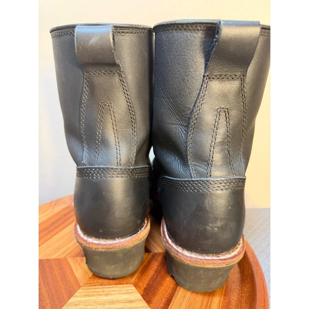 Chippewa Mens 73015 Black Leather Logger Work Boots Vibram Sole 8.5 M